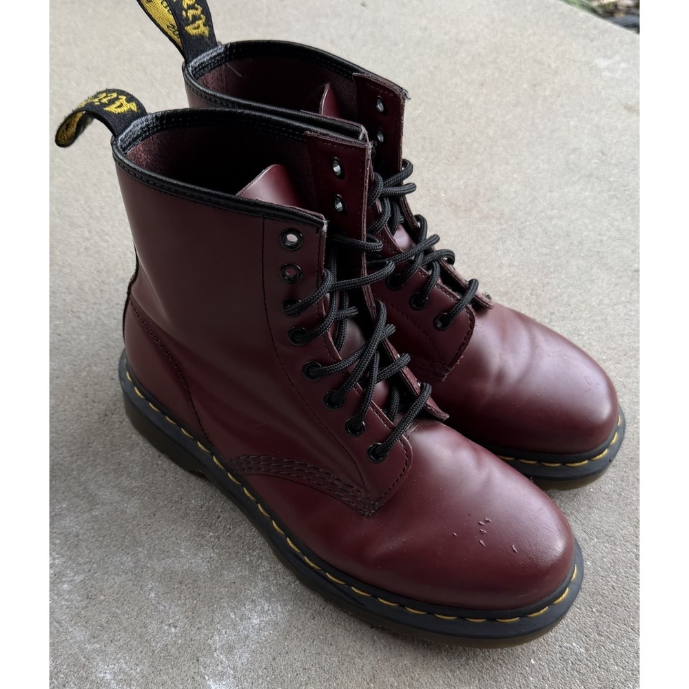 Dr Martens 1460 Burgundy Leather Combat Boots Womens 8 Goth Punk